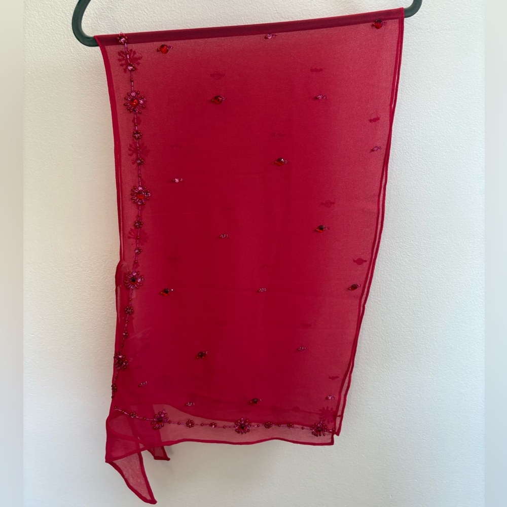 Cami Swim Pink Sheer Beaded Sarong XL